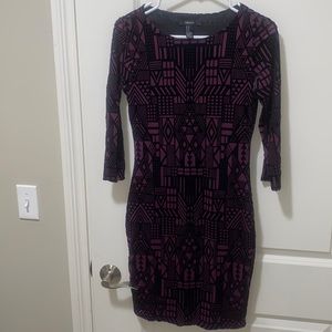 Velvet Geometric Bodycon Dress SZ Medium
